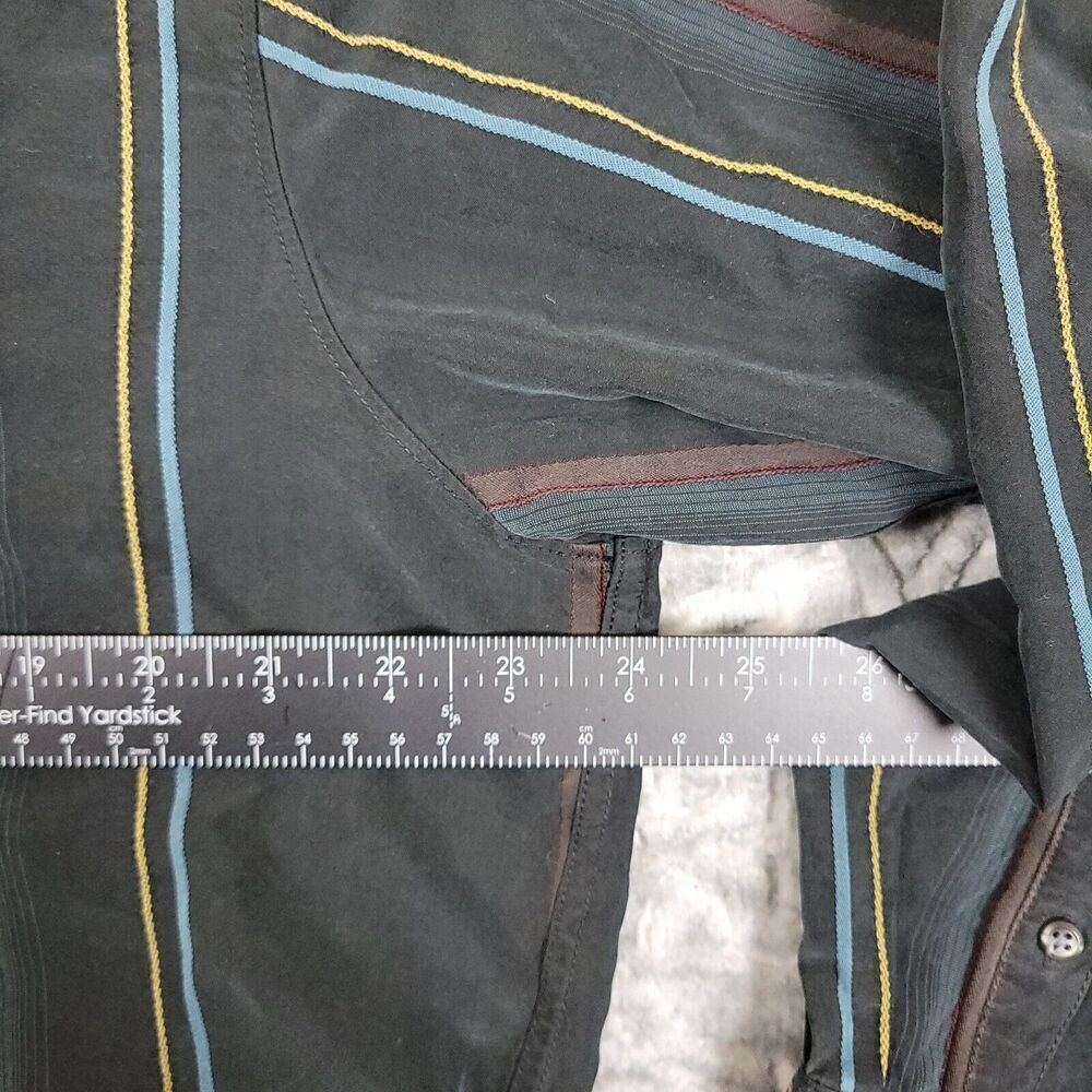 Tommy Bahama Shirt Mens XL Black Silk/Wool Blend Striped Long Sleeve Button Up - Picture 7 of 12